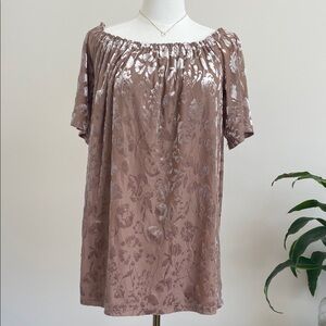 Floral Velvet Flower Romantic Off-Shoulder Blouse